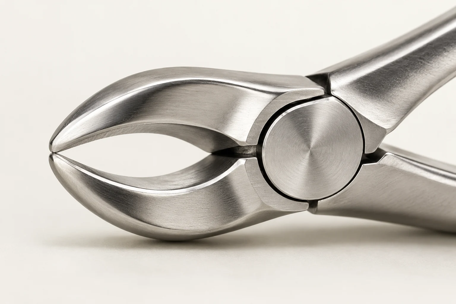 macro view of extraction forceps working ends