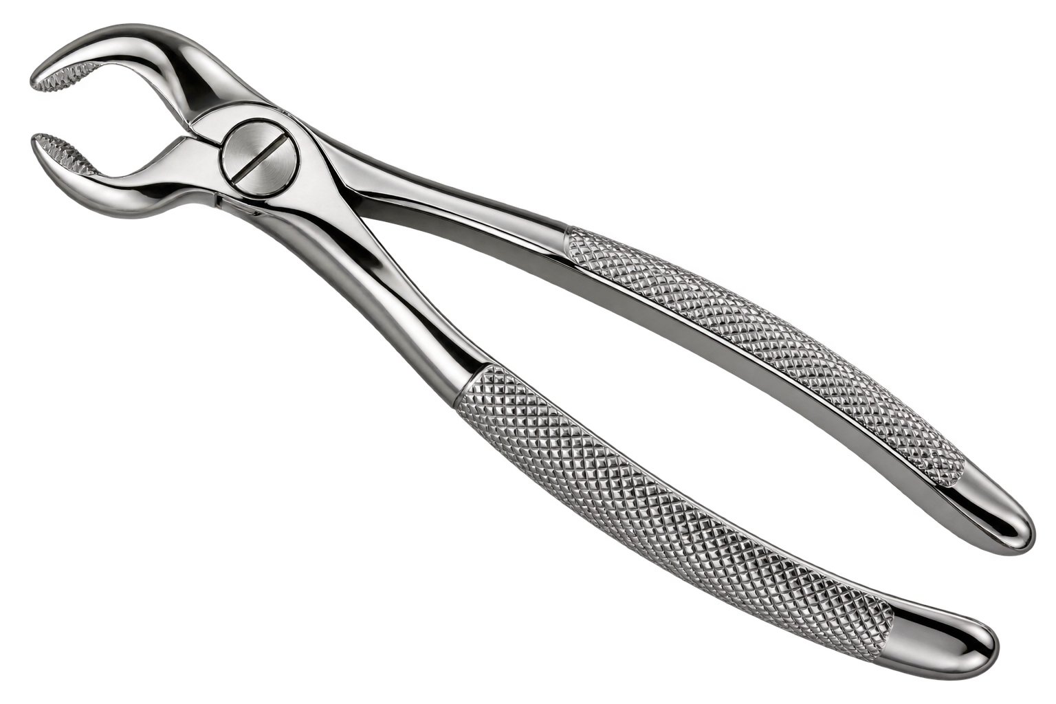 Polished dental extraction forceps with finely textured handles