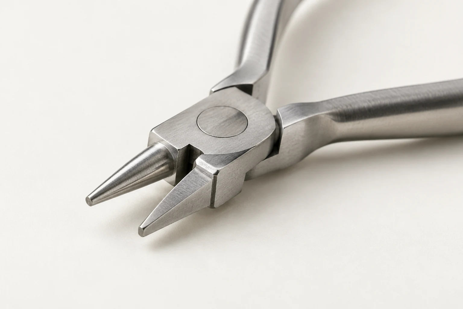 close-up of orthodontic plier tips and pivot